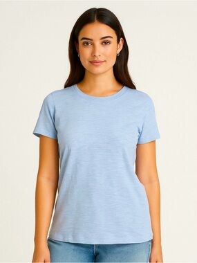 J CREW FACTORY French Light Blue Short Sleeve Crewneck Girlfriend Tee
